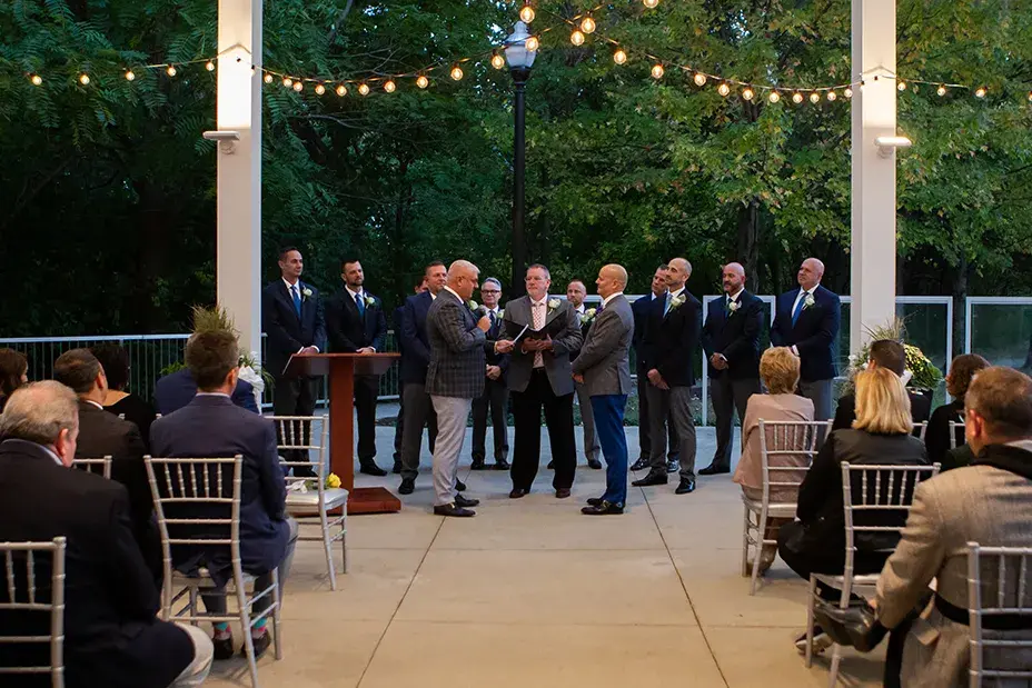 ceremony of an outdoor wedding
