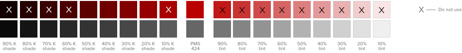 Scarlet and gray: tints and shades