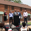 Ohio State President Michael V. Drake addresses hundreds who turned out for an announcement on June 30, 2014 about a multimillion-dollar investment on the Near East Side.