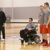 During practice, Derek Upp and the other student managers help Coach Thad Matta. (Kevin Fitzsimons)