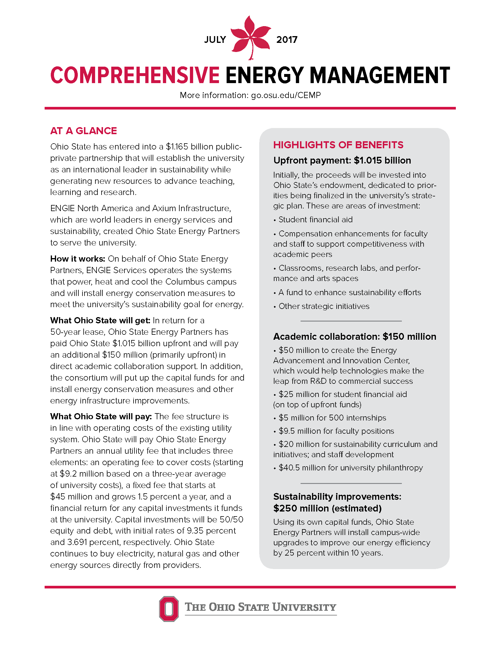 Fact sheet - Comprehensive Energy Management Project