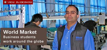 Business students work around the globe