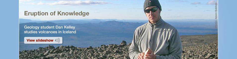 Geology student Dan Kelley studies volcanoes in Iceland