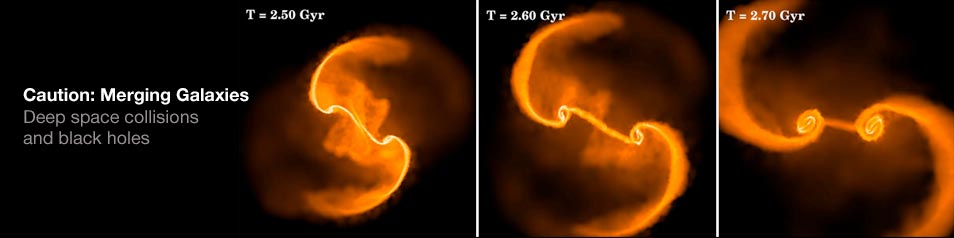 Deep space collisions and black holes