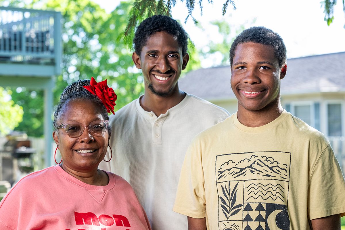 A portrait of Stefanie Rivers and her sons.