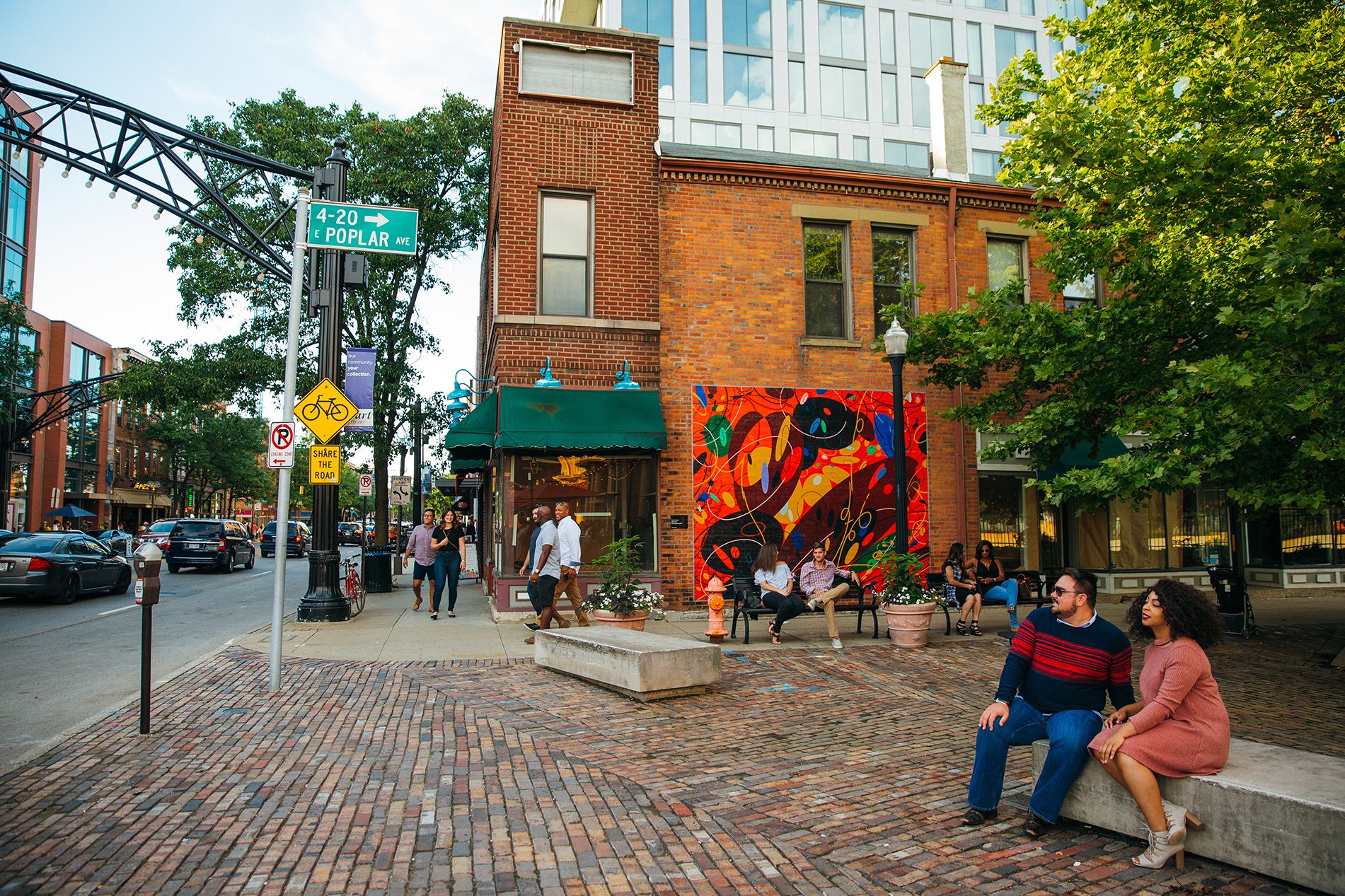 Corner of busy street