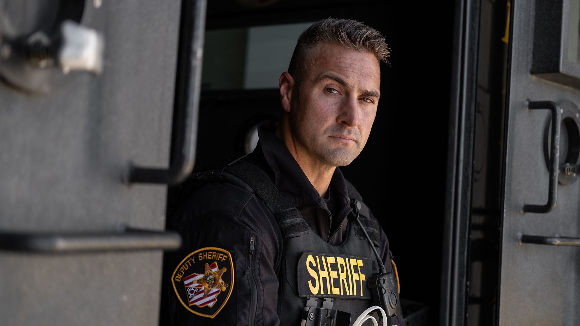 A portrait of Franklin County sheriff Josh Walters in tactical gear