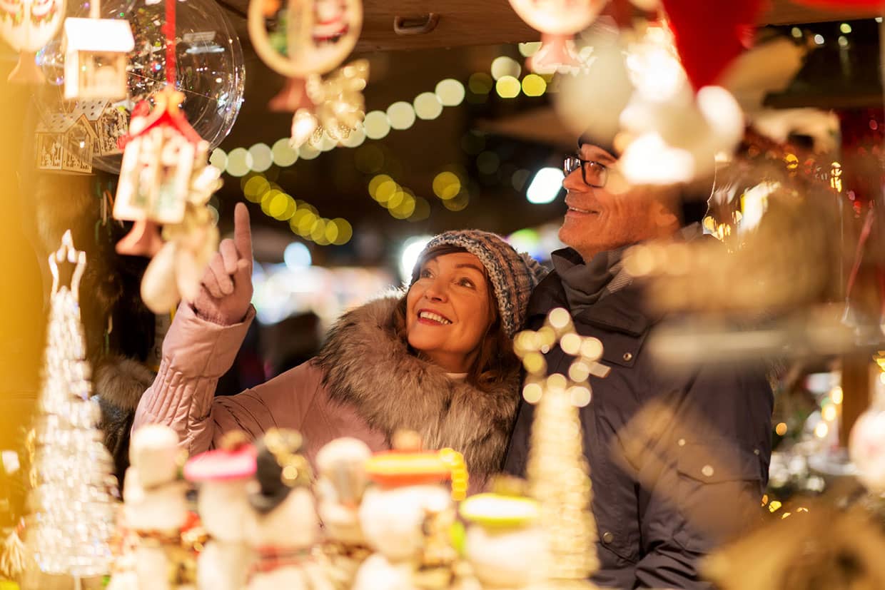 Couple enjoying a European Holiday Market