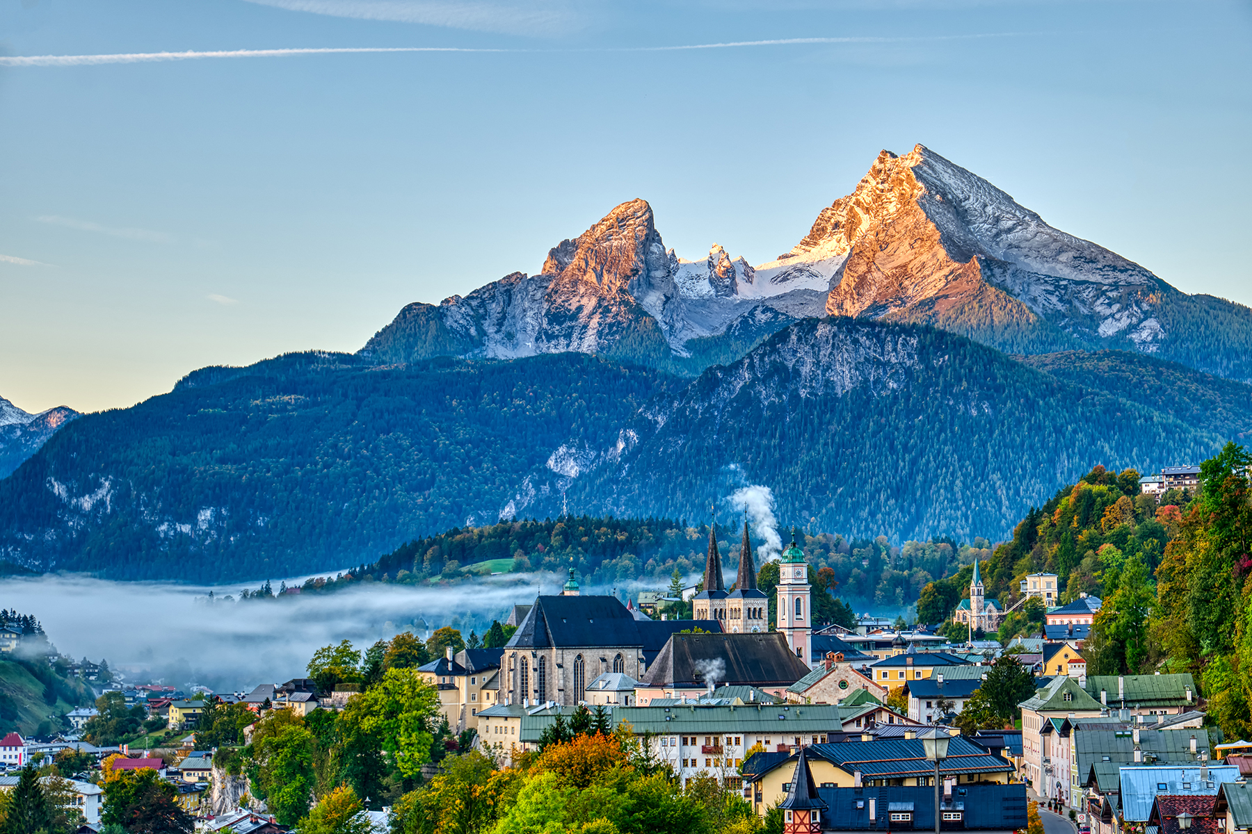 Berchtesgaden, Austria framed by mountains