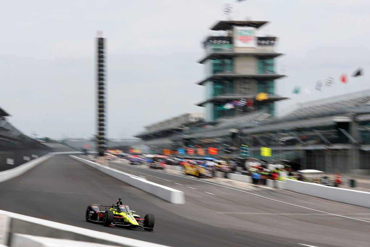 Indy car turning a corner
