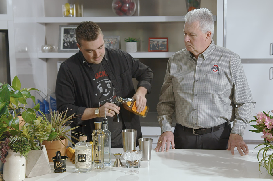 The DuPont family mixes a cocktail