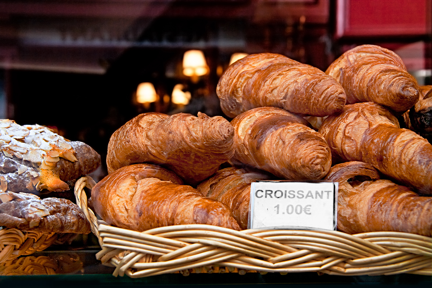 a basket of croissants