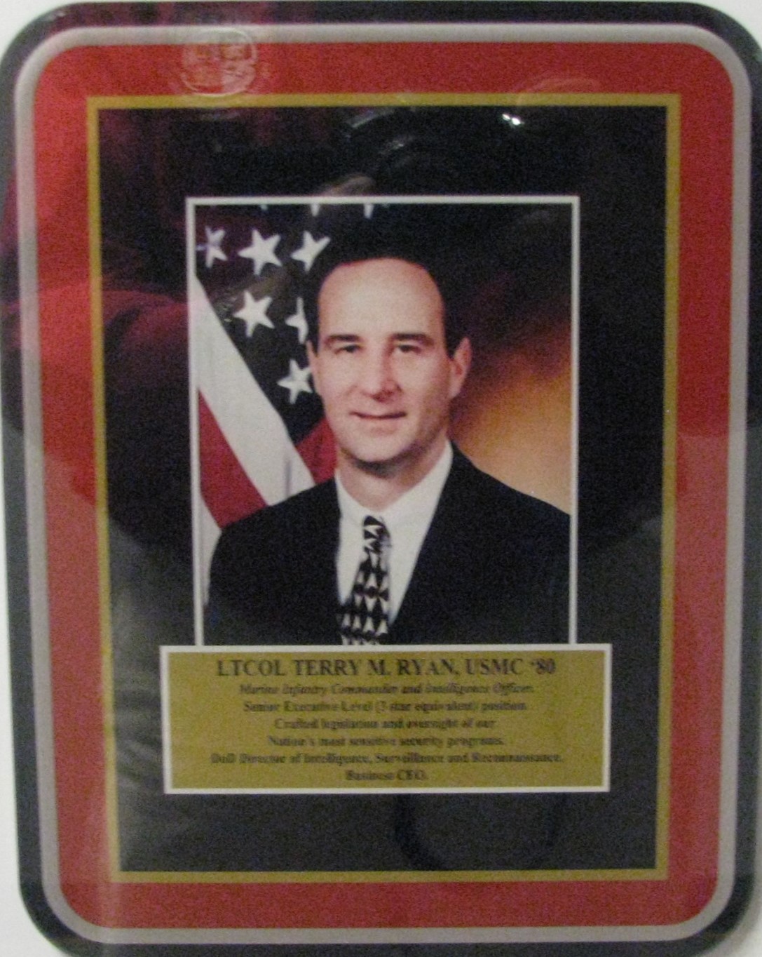 Plaque of LtCol Terry M. Ryan USMC ’80