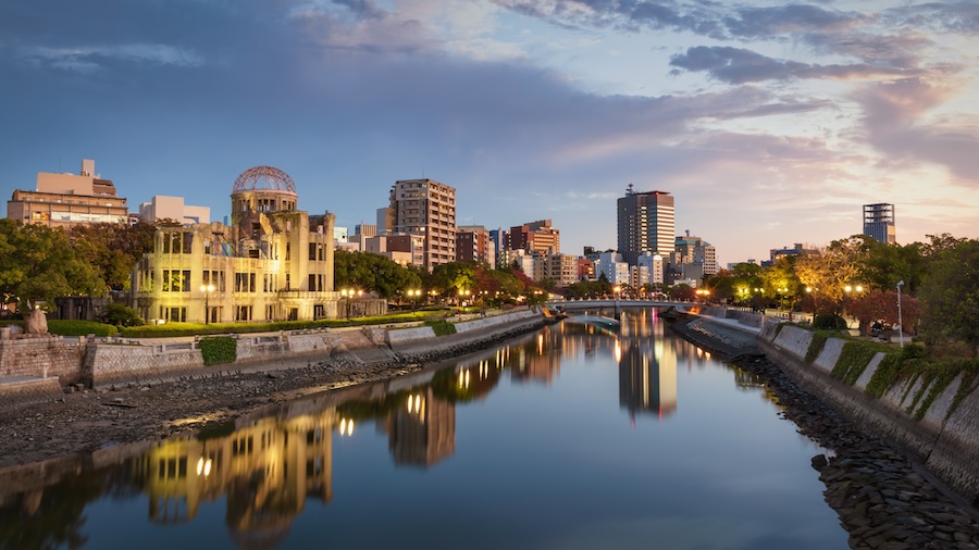 River with buildings lining the bank in Hiroshima