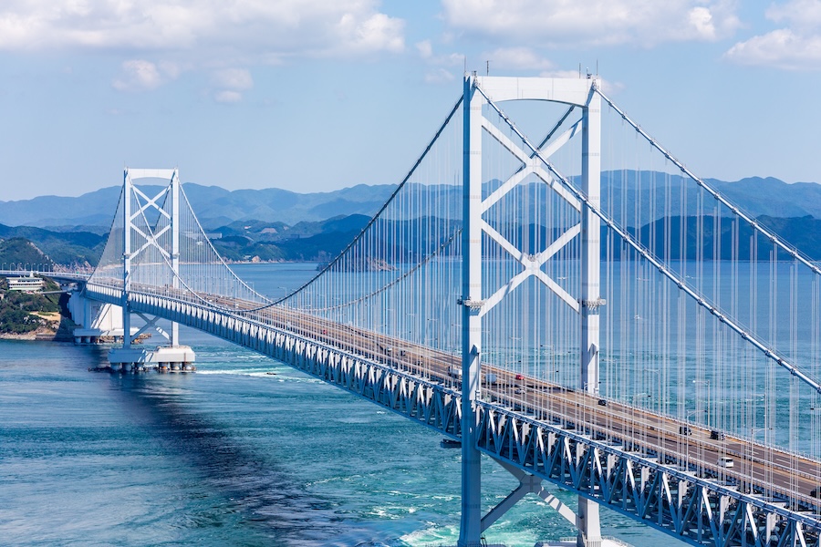Large suspension bridge in Tokushima