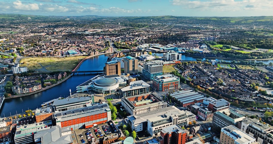 Aerial view of the city of Belfast