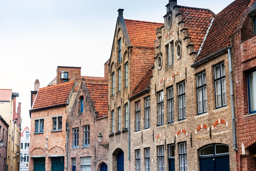Buildings in a row in Bruges