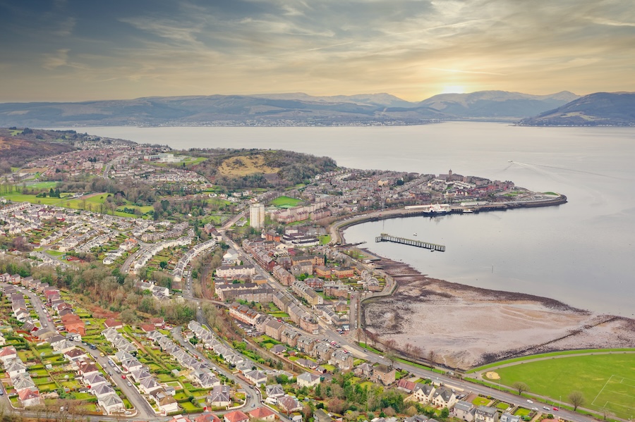 An aerial view of Greenock