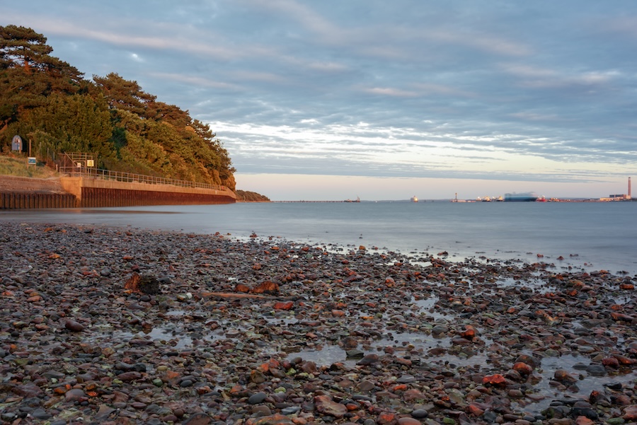 Rocky beach overlooking the ocean in London, Southampton, England