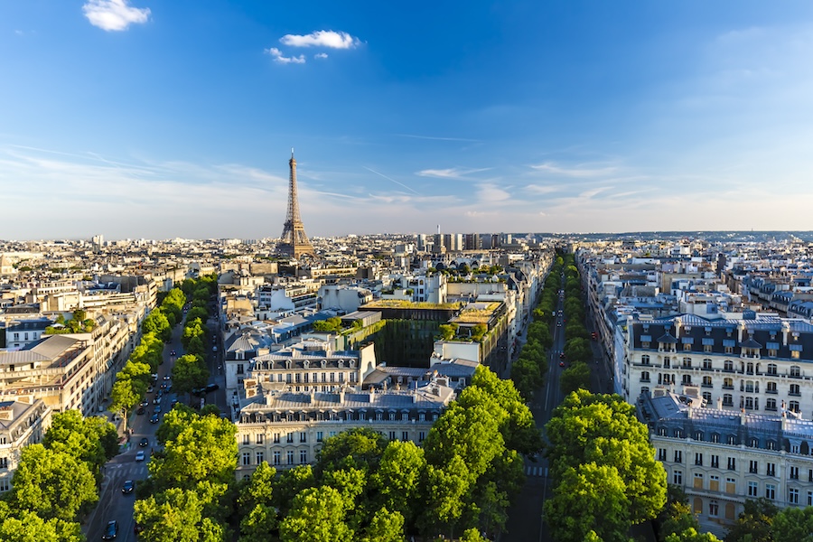 Aerial view of the city of Paris, France