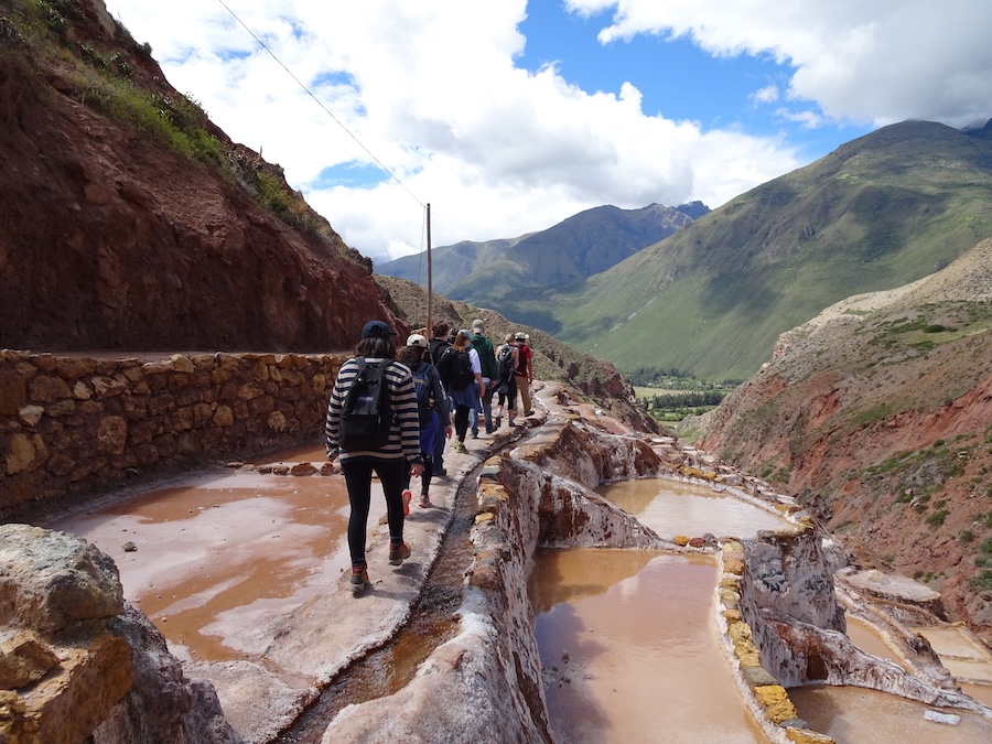 Travelers taking a hike