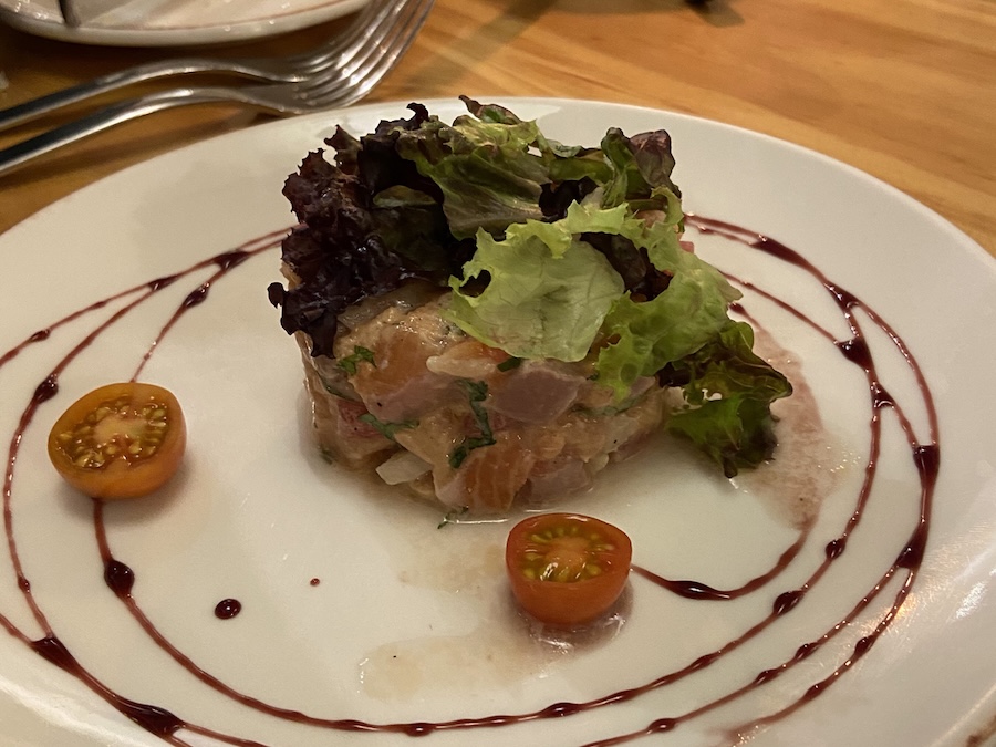 Dinner plate with an elaborate cuisine