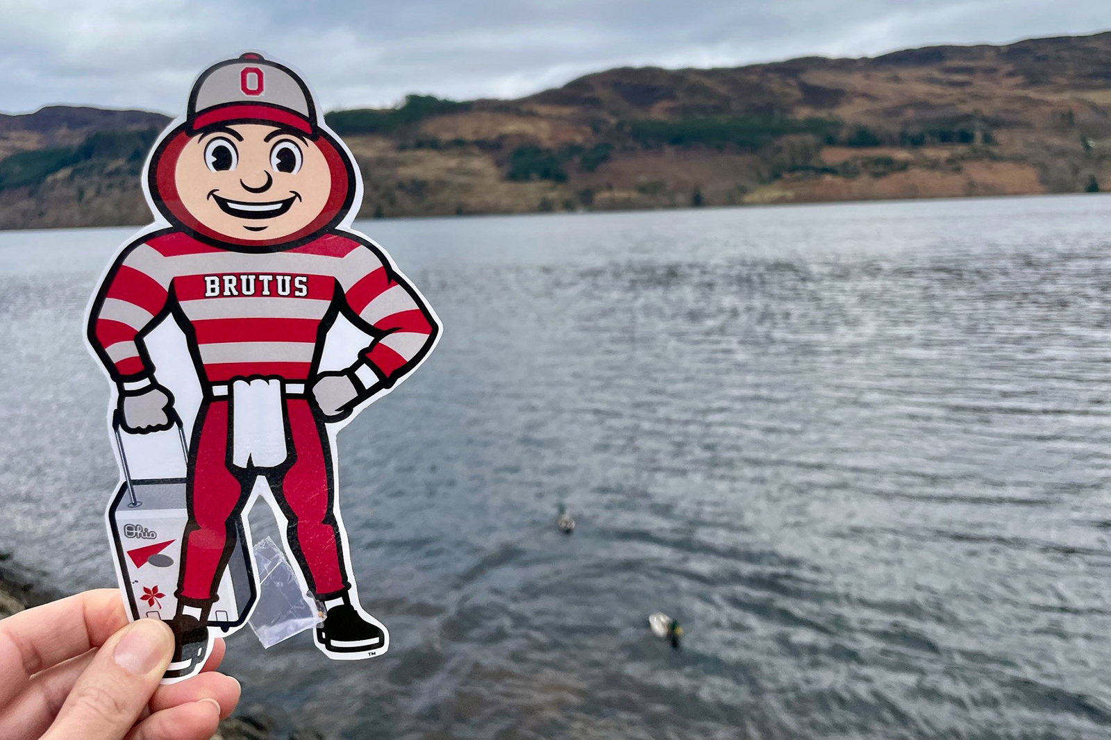 cut out of Brutus Buckeye in Loch Ness, Scottland