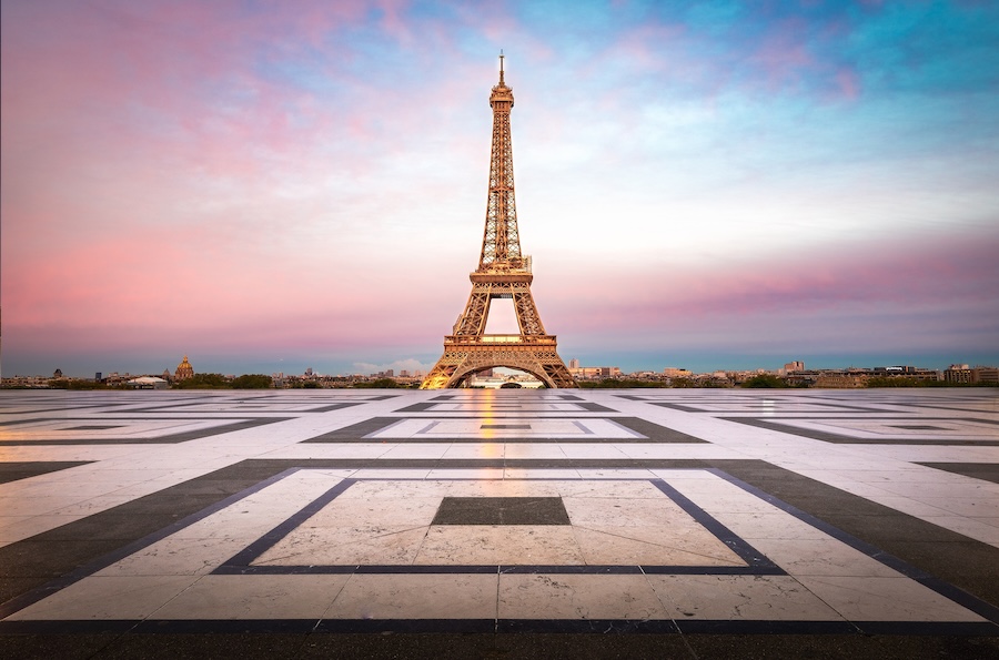 The Eiffel Tower at sunset