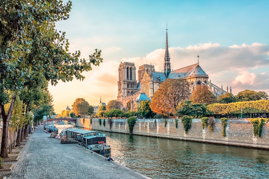 The Seine River with buildings along the bank