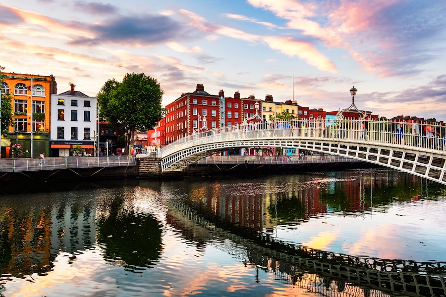Dublin waterway with buildings along the bank