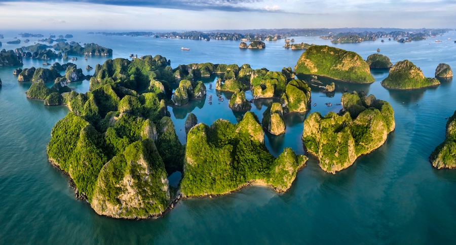 Aerial view of Halong Bay