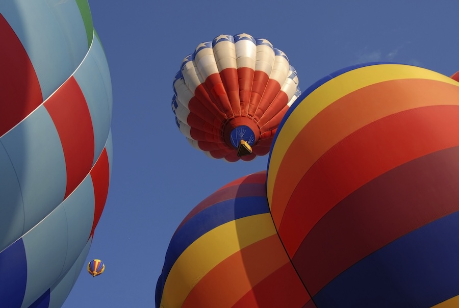 Hot air balloons launching
