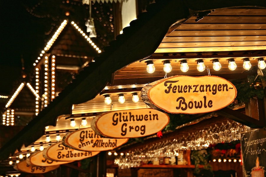 A row of shop signs at the market