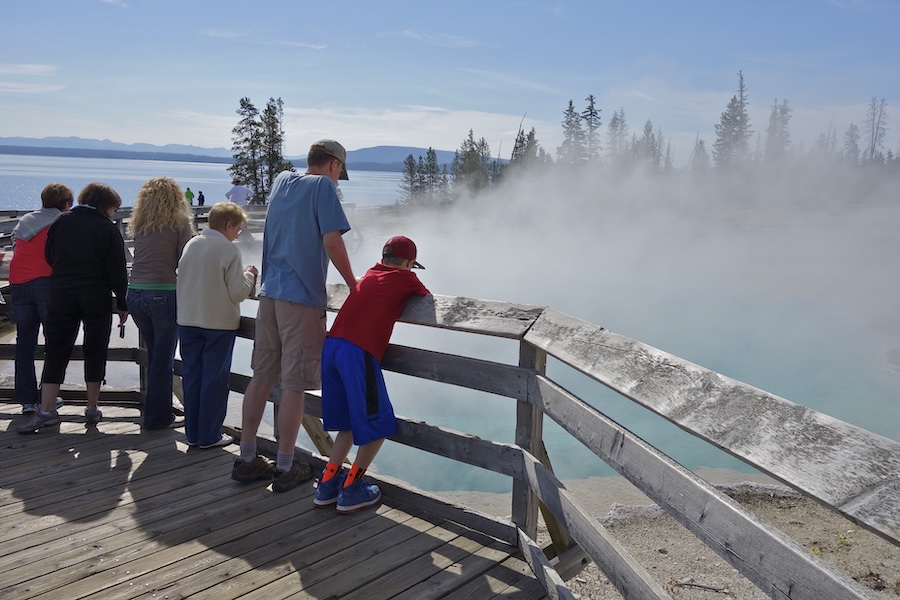 People at an observation point at the National Parks
