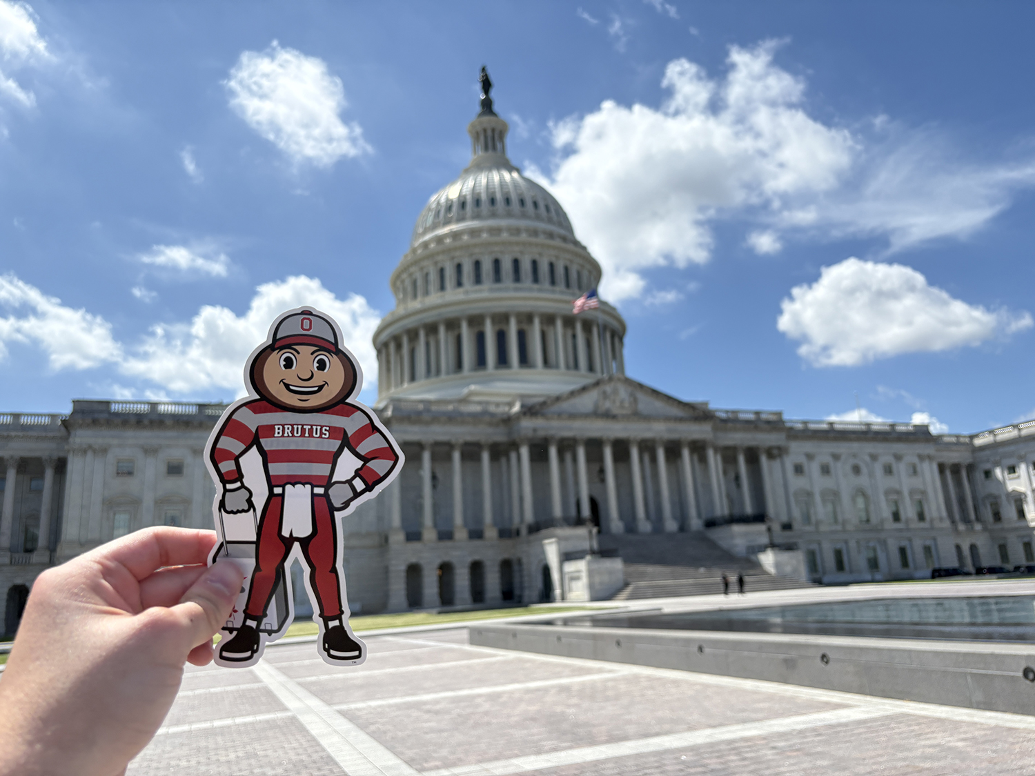 Brutus in front of the United States Capitol building in Washington, D.C.