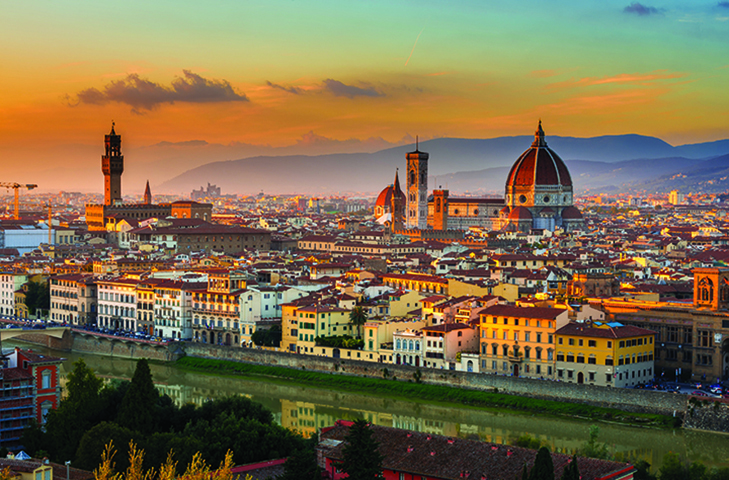 aerial view of the city of Florence
