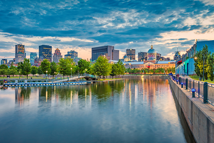 Montreal city skyline from the water