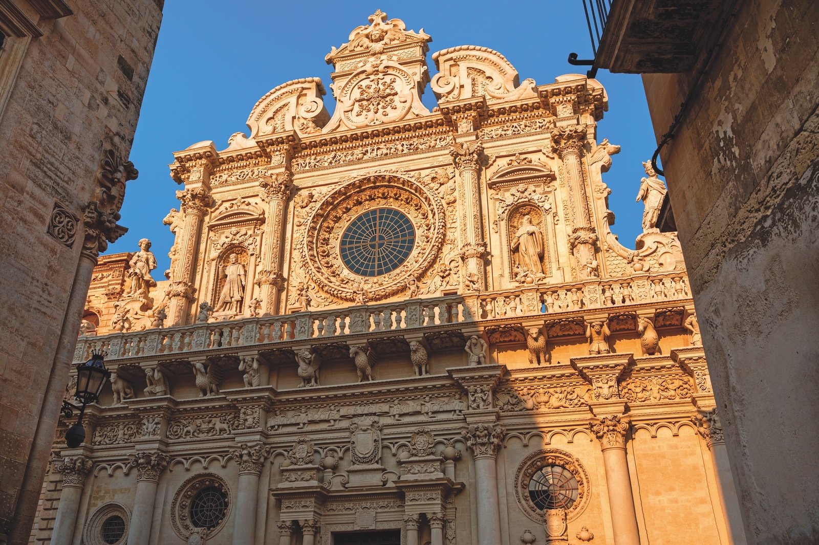 Ornate Baroque façade of the Basilica di Santa Croce in Lecce.