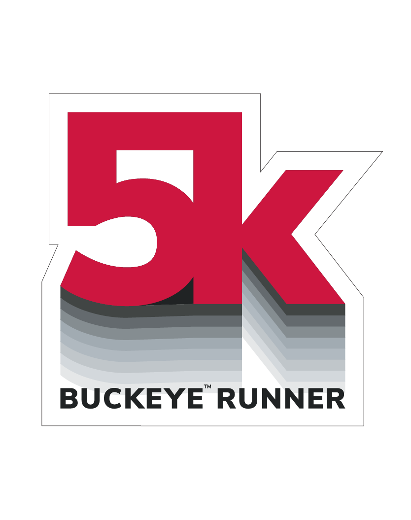 Buckeye Strides bumper sticker with an illustration of a person running and the words Buckeye Runner