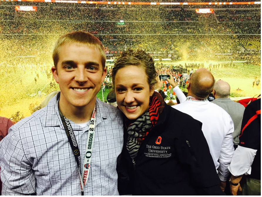 Stacie and Derek at a game