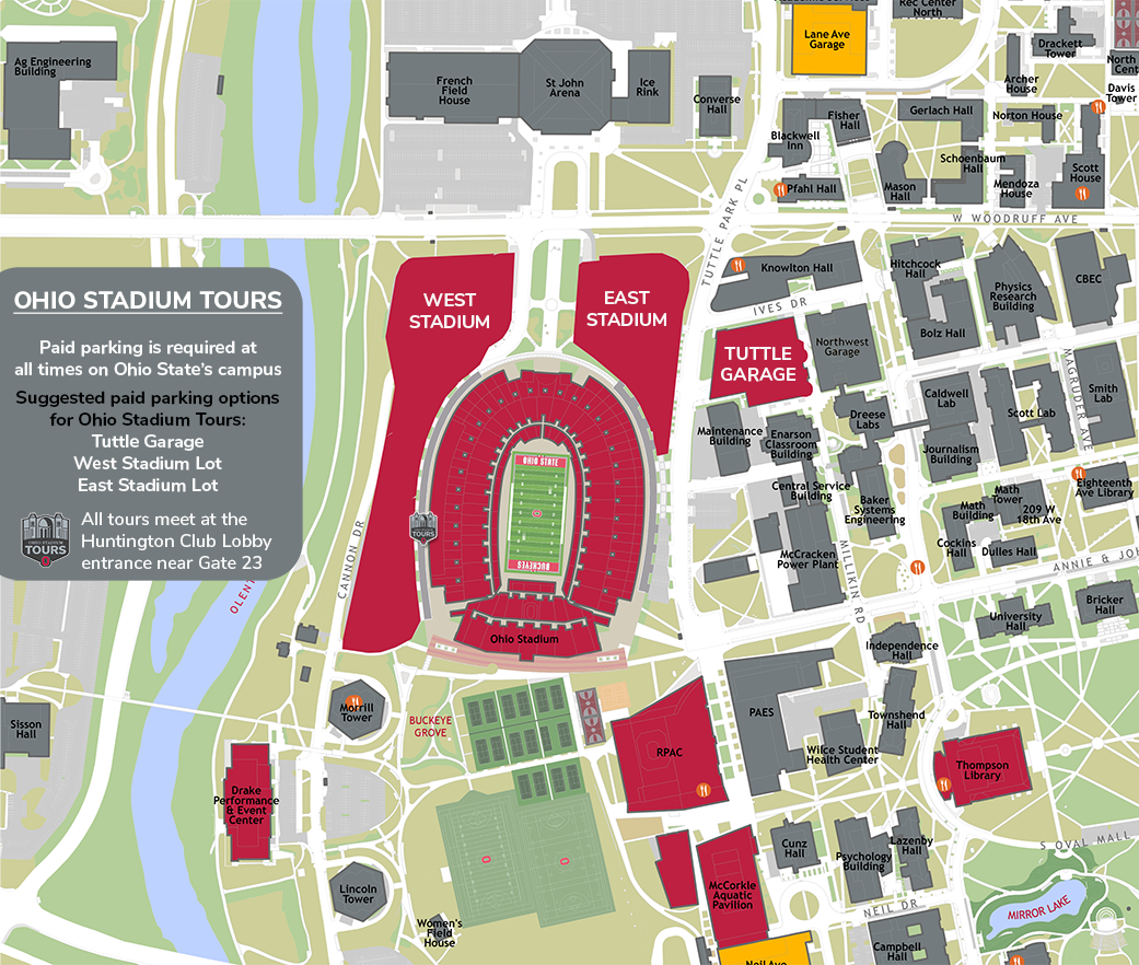 map of parking spots for ohio stadium tour