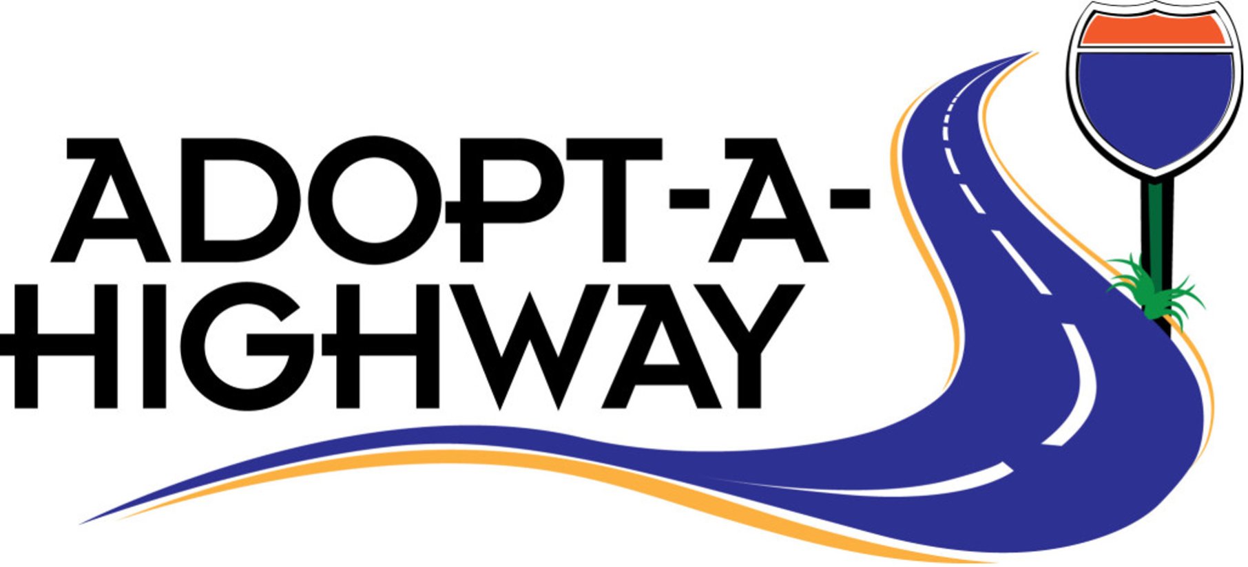 adopt a highway sign with visual of a blue road and a red and blue road sign