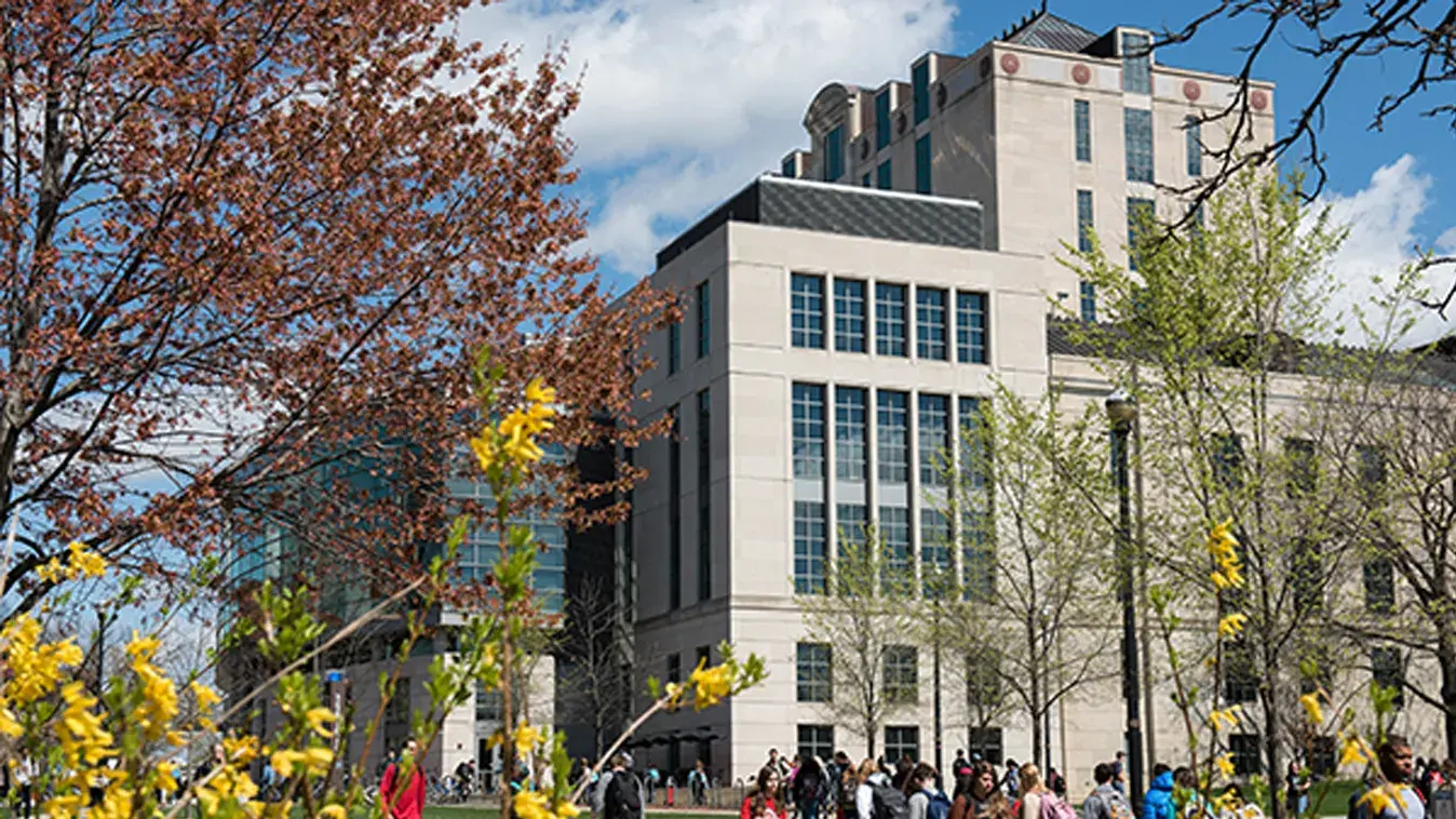 Osu main campus library in spring