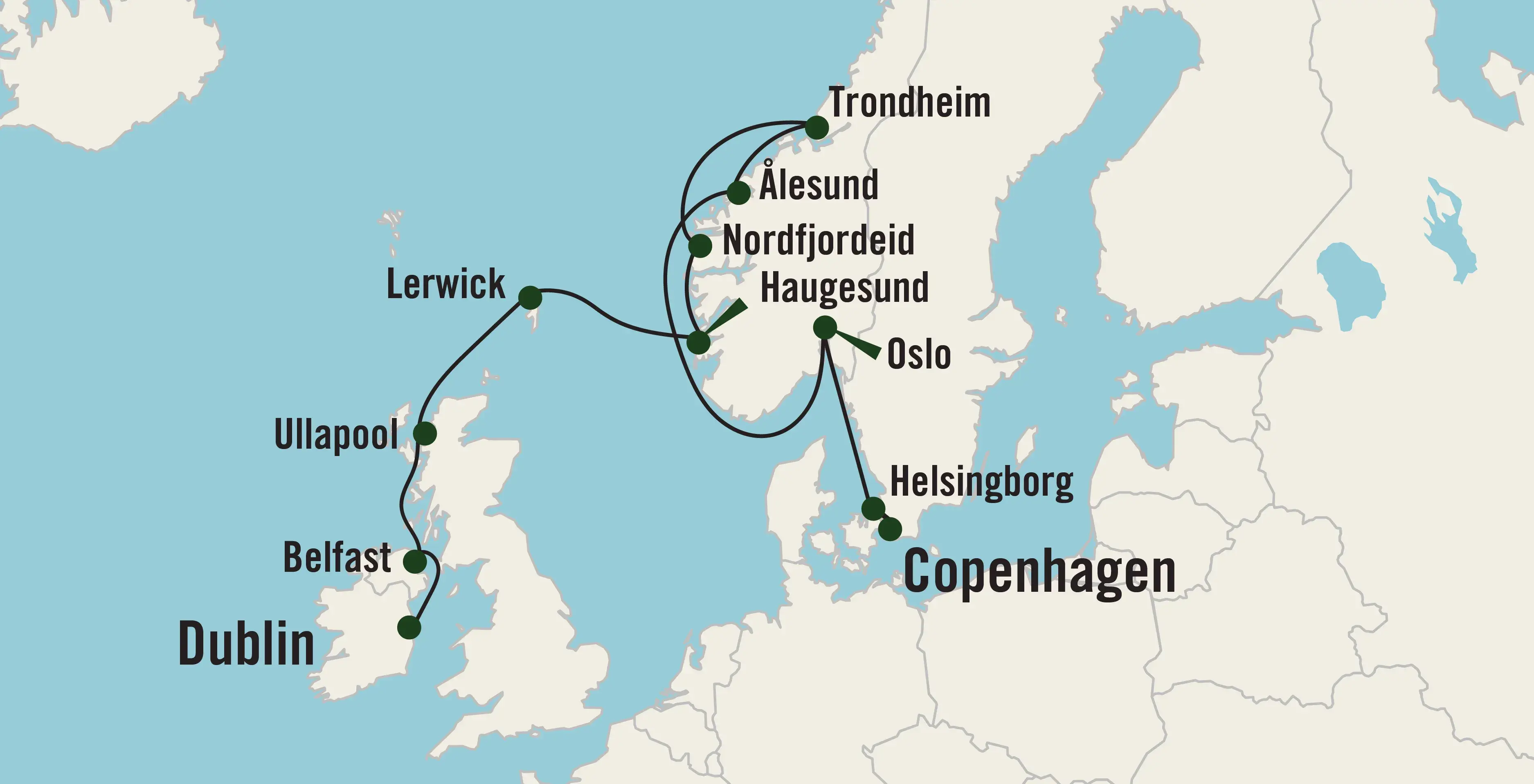 Cruise map of Europe