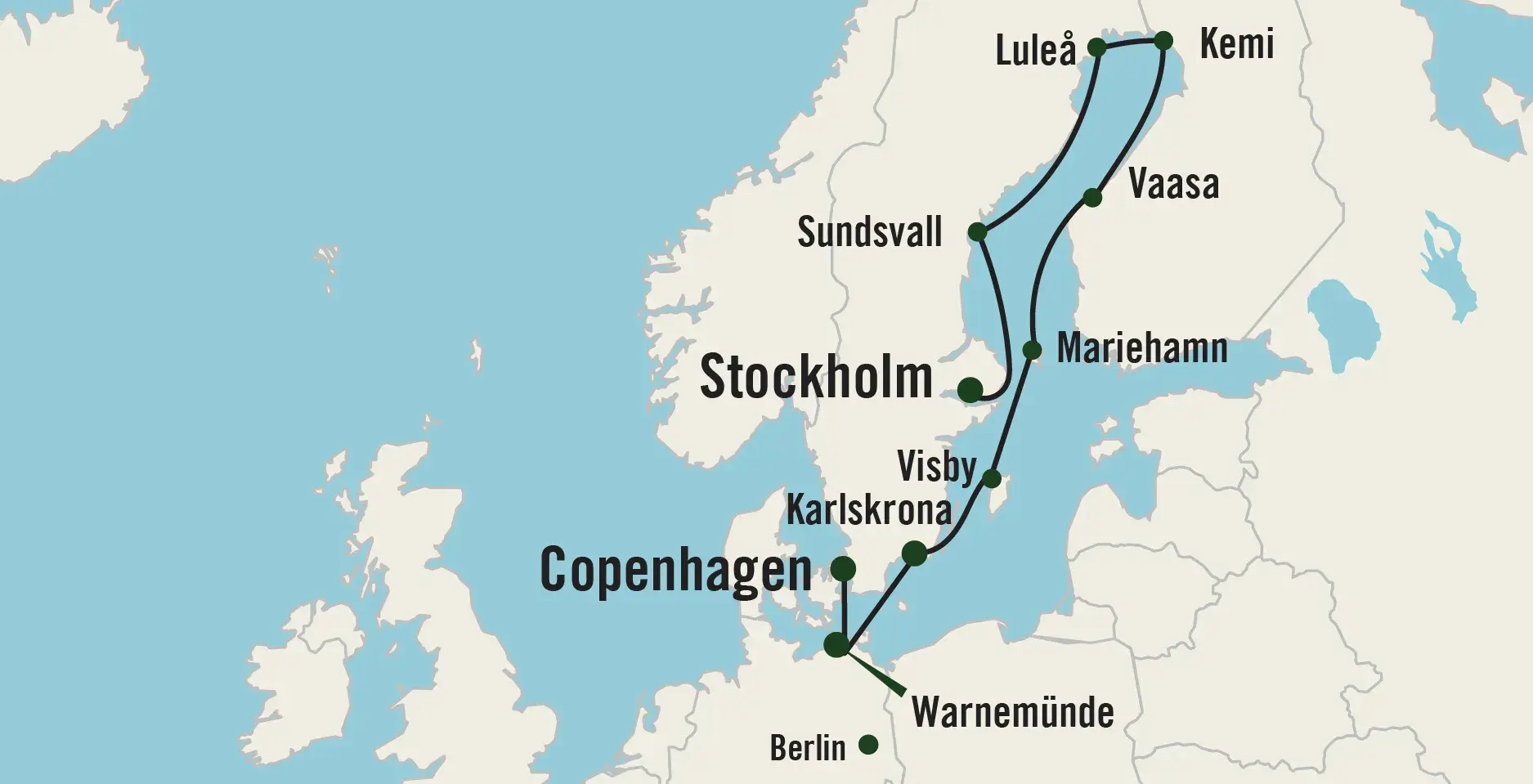 Map of Northern Reflections route