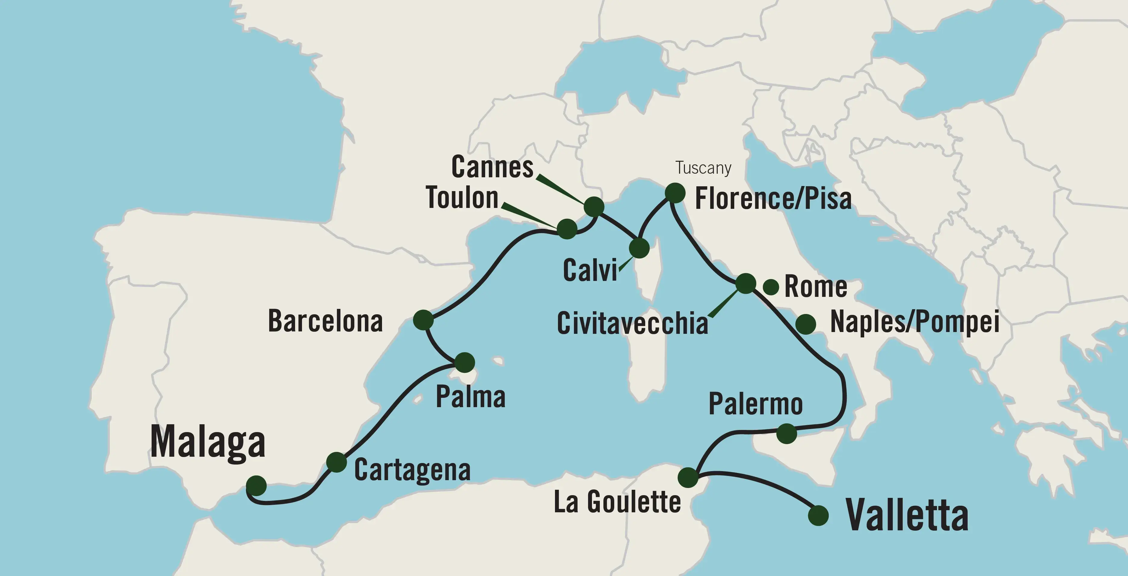 Map of the Palazzi & Rivieras ship route