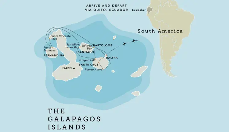 Map of The Galapagos tour