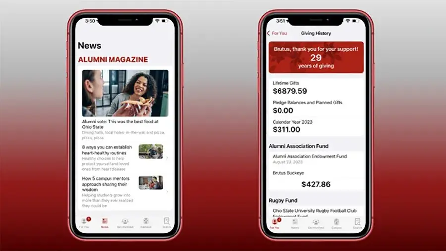 mobile phone screens depicting news articles