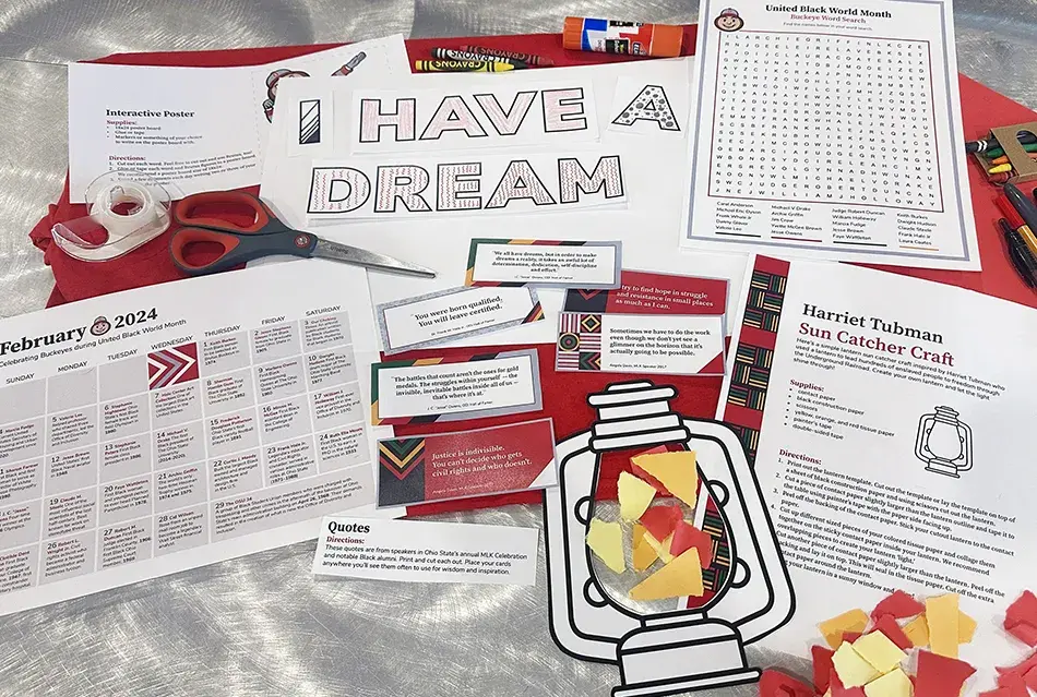 collage of buckeye-themed stationary