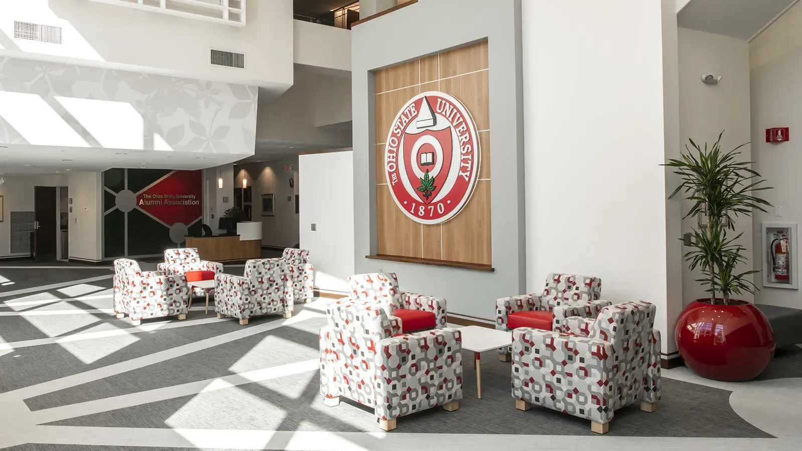 seating area inside of longaberger alumni house